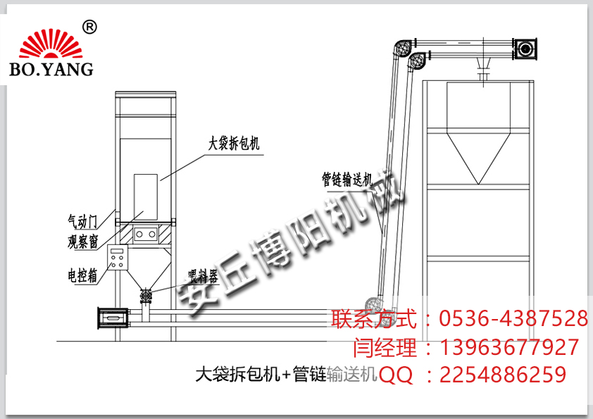 【噸袋拆包機(jī)】配套【管鏈輸送機(jī)】組成拆包輸送線  詳